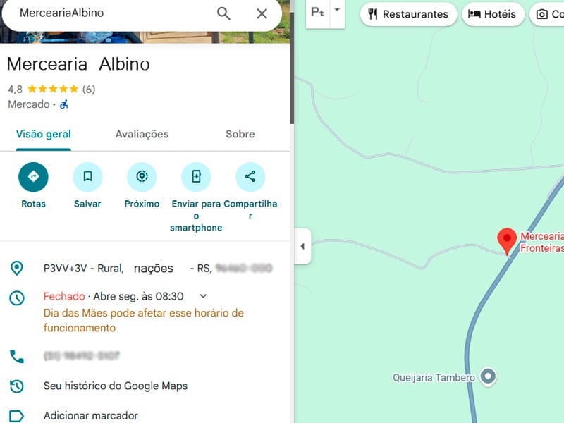 Negócio cadastrado no Google Maps
