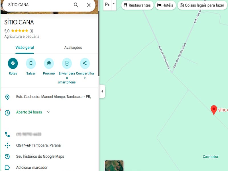 Negócio aparecendo no Maps